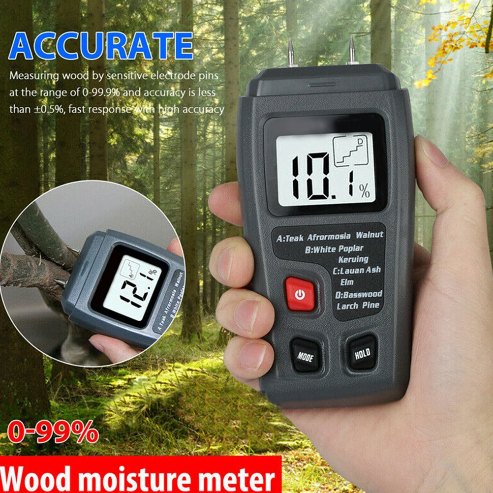 Wood Moisture Meter Digital Humidity Tester Power Saving Hygrometer for Wood Paper - Moisture Detector Tool Replacement Accessor
