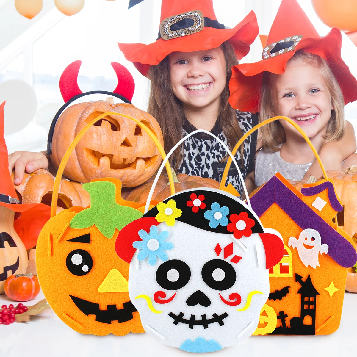 

3 Pcs Sugar Bag Candy Bags Halloween Tote Favor Cute Treat Decorate Goody Child for Trick with Handle