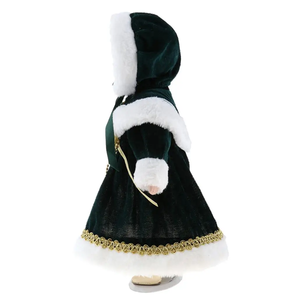 

Fashion Porcelain Doll Green Winter Dress Doll with Soft Feathers for Home Display and Birthday Gift