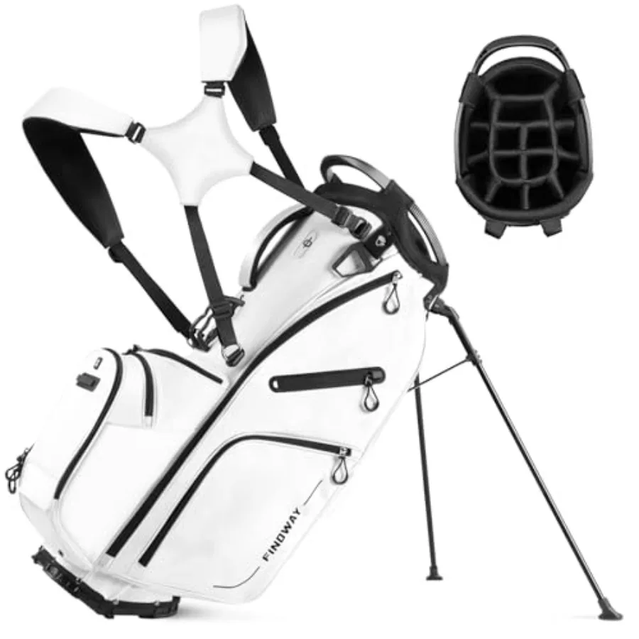 14 Way Golf Stand Bag, Lightweight Golf Bag with Stand for Men Women, Golf Club Carry Bag with Dual Strap, Rain Cover, Multiple