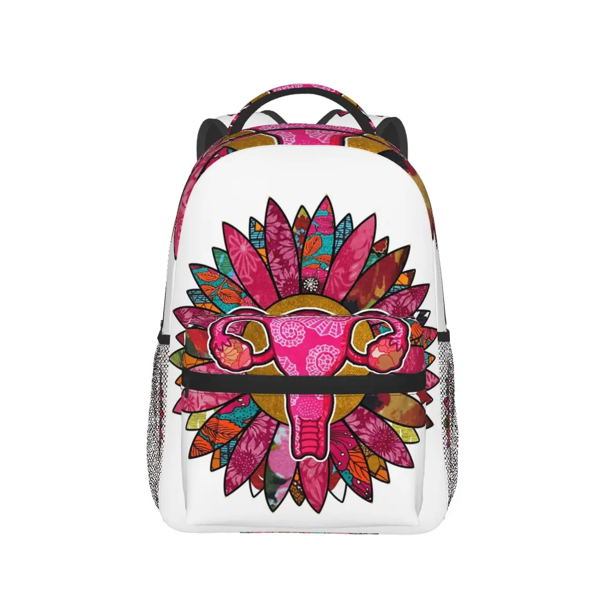 

Divine Feminine Uterus Floral Design Backpack Hot Sale Daypack Large Boys Girls BookBag School Bag Shoulder Bags for Men Women