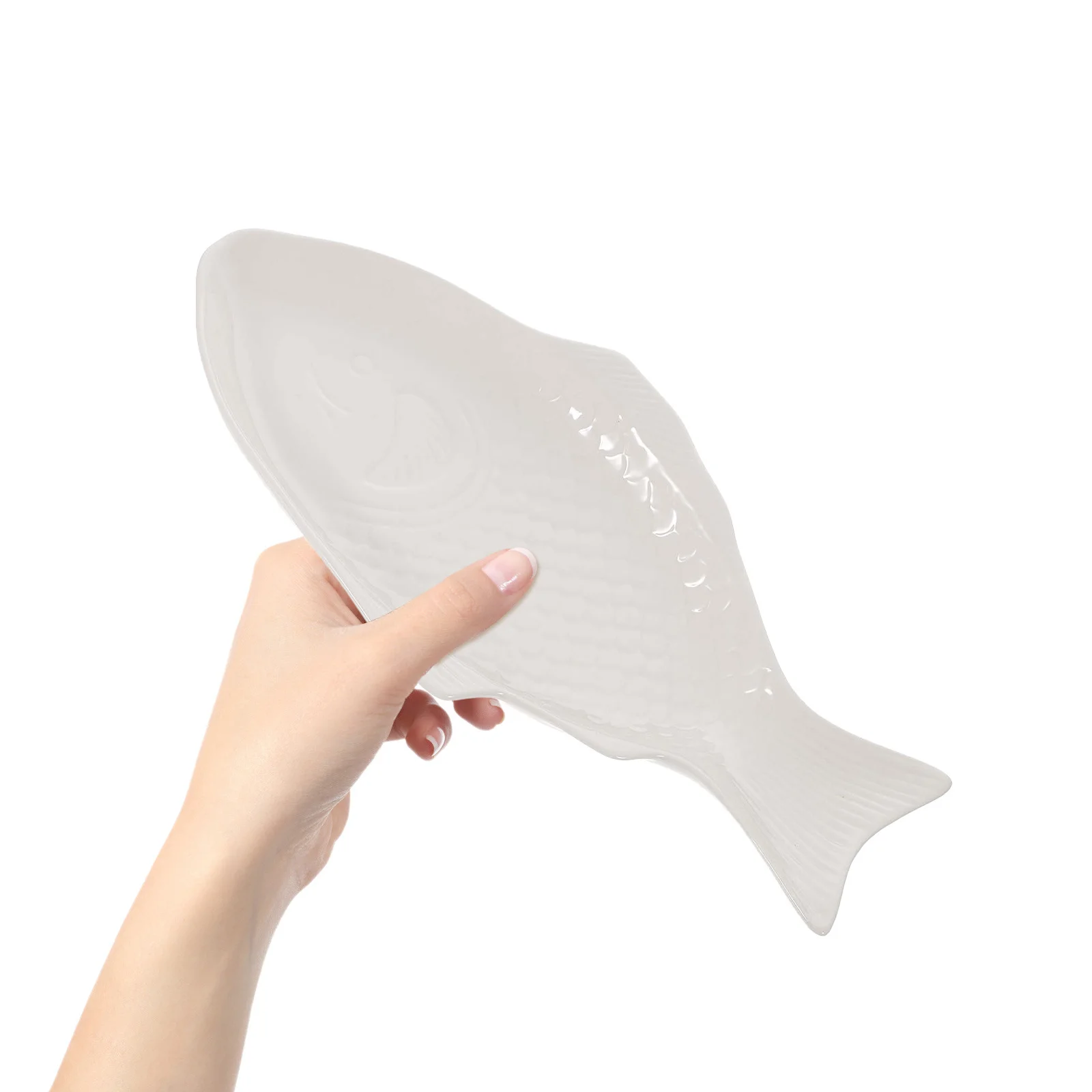 

11 Inch Dark Green Ceramic Fish Shaped Dish Creative Plate for Sushi Snack Cake Serving Multipurpose Party Wedding Home