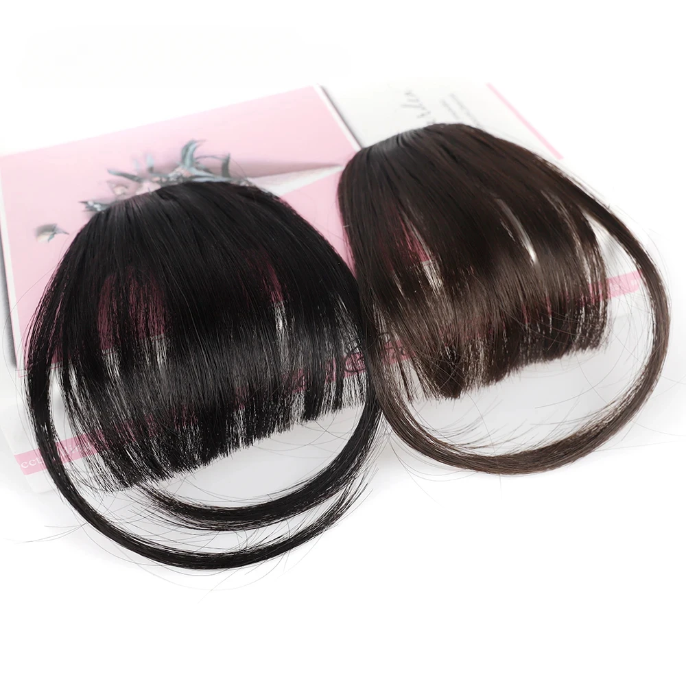 

Synthetic Air Bangs Natural Short Brown Black Fake Hair Fringe Extension 1 Clip In Hairpieces Accessories For Women Girl