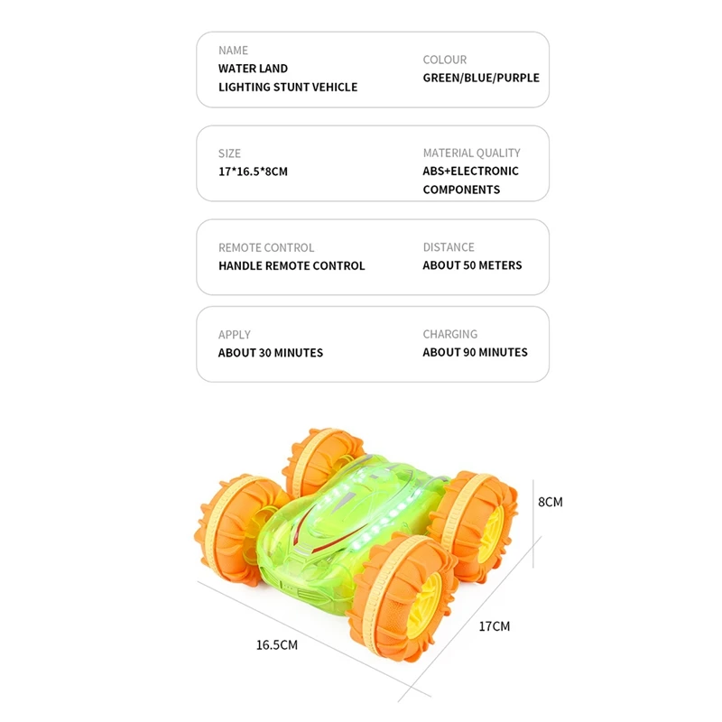 2,4G RC Stunt Auto Transparent Licht Amphibien Fahrzeug Doppelseitige Stunt RC Auto Geste Roll Spielzeug Für Kinder