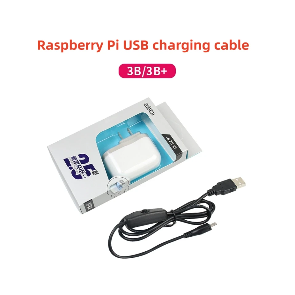 Raspberry Pi 3b, adaptador de corriente, interruptor de cable de alimentación, accesorio para robot, 5V2.5A, 3B, 3B, 3b