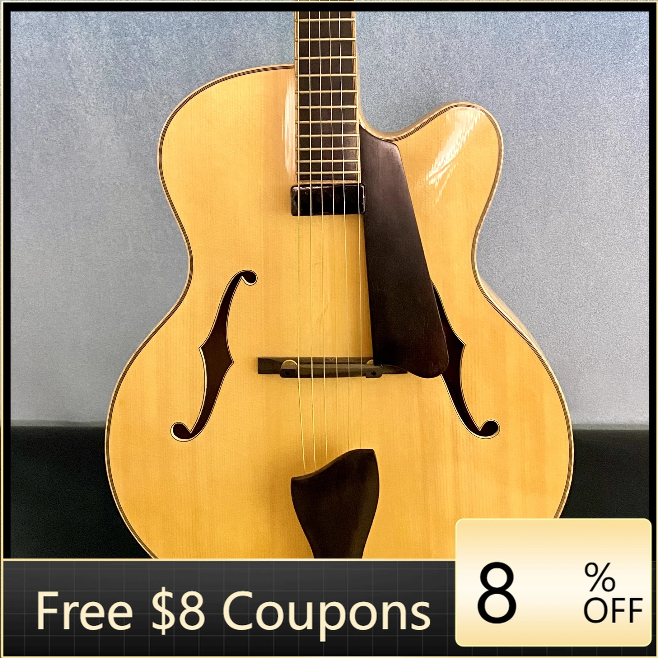 

STLF Yunzhi Luthier Handcrafted 17\" Jazz Electric Guitar Flamed Maple Hollow Body with Spruce Archtop Back/Side Ebony Fingerboa