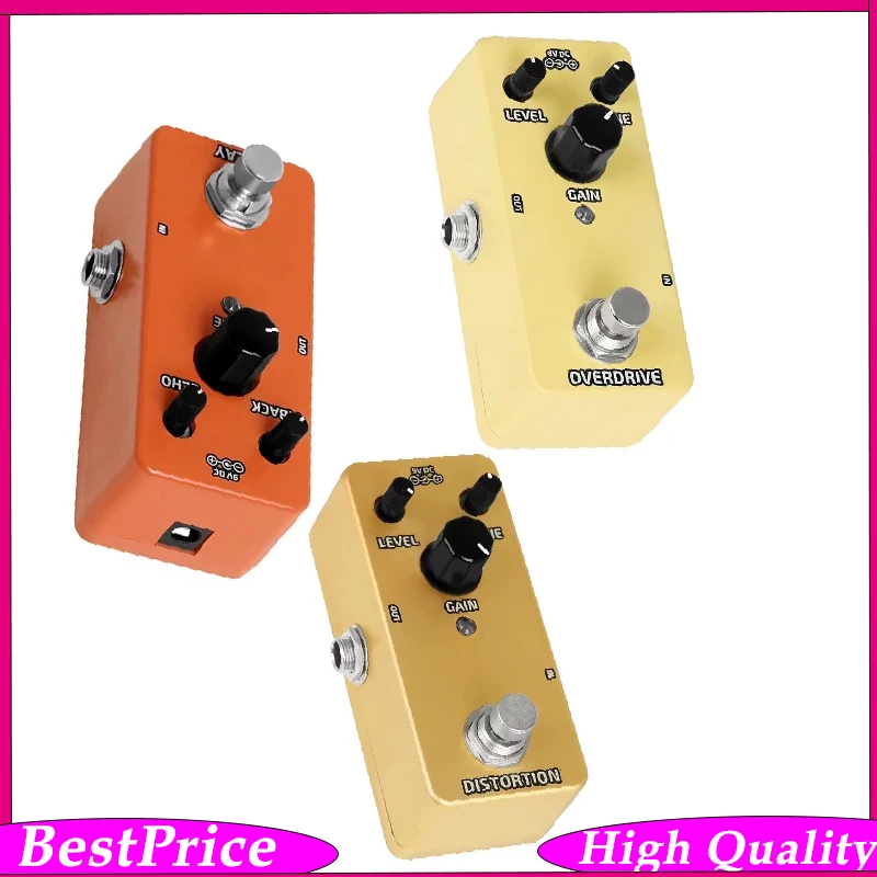 Pedal de Guitarra Elétrica Overdrive/Distorção/Delay - Efeitos de Distorção para Guitarra Elétrica 9V - Pedal de Distorção de Bloco Único