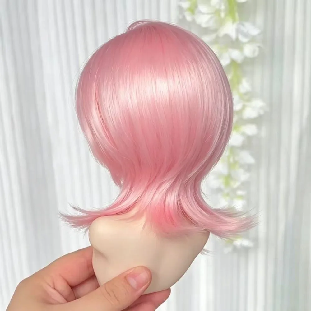 Stylish 1/3 1/4 1/6 Scale BJD Wig Sweet Pink Color Adjustable Styling Hairpiece DIY Dress Up Parts Short Wig For BJD