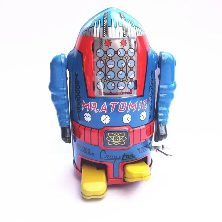 

[Funny] Classic collection Retro Clockwork Wind up Metal Mechanical Walking Tin robot toy child christmas gift