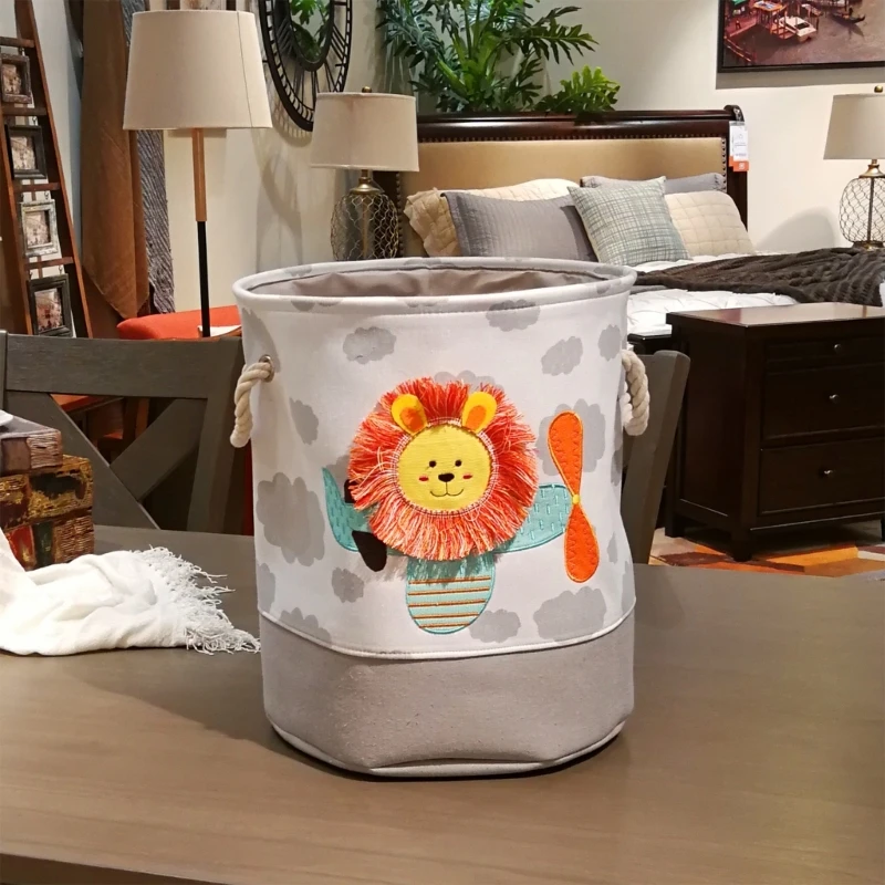 Lions Bucket Giraffe Basket Giỏ lưu trữ Canvas Giỏ lưu trữ Xô lưu trữ có tay cầm