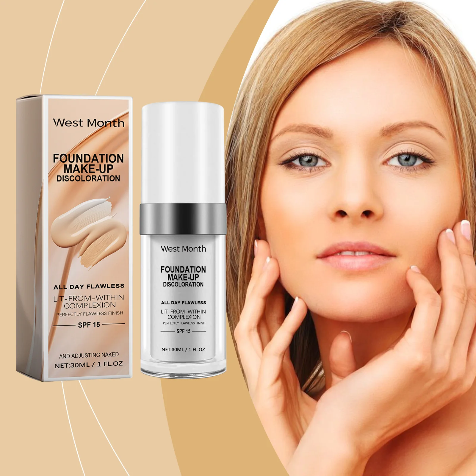 West Month Color Changing Face Foundation Matte Finish Moisturizing High Coverage Makeup Base Long-Lasting Waterproof Foundation