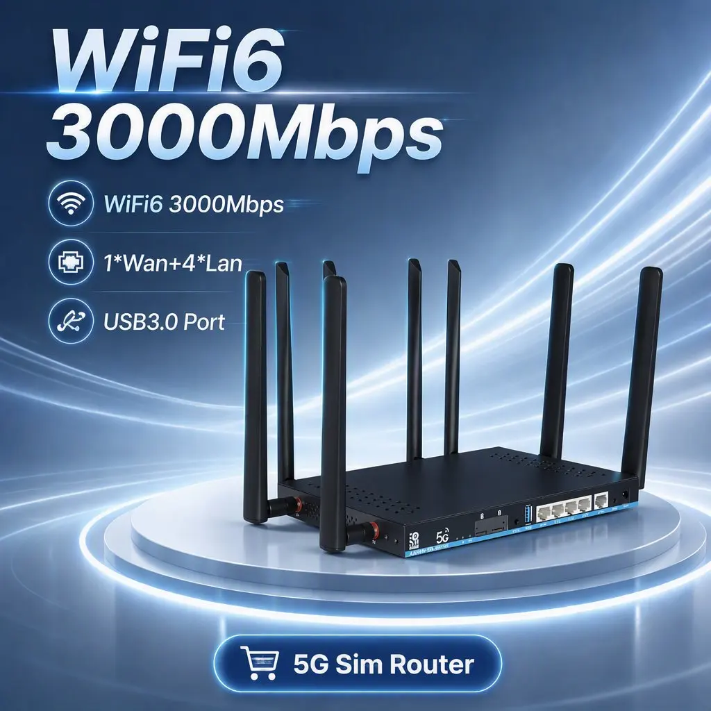Openwrt 3000Mbps 5G Wifi6 Router Dual Band Wireless 5G LTE Router with Dual SIM Slot