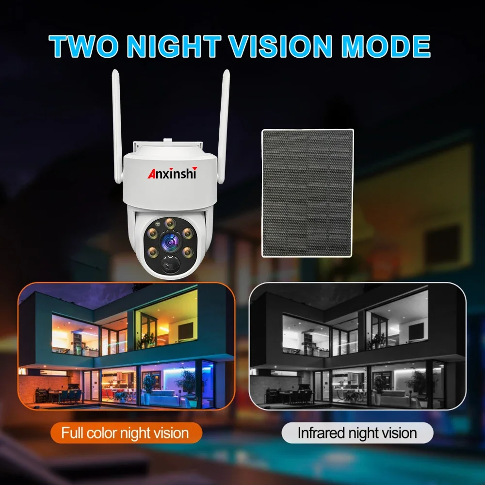 Anxinshi 8CH CCTV Tata Surya Resolusi 4MP HD Bawaan Wi-Fi Mendukung Deteksi Manusia Kamera Keamanan Surya Basis Awan