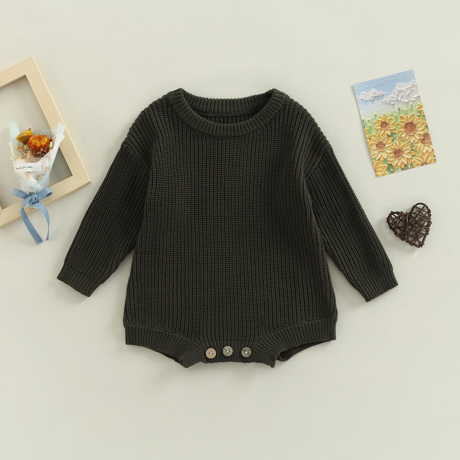 Baby Girl Boy Sweater Bodysuits Knit Oversized Pullover Sweatshirt Romper Playsuits Warm Fall Winter Baby Knitwear Outfit