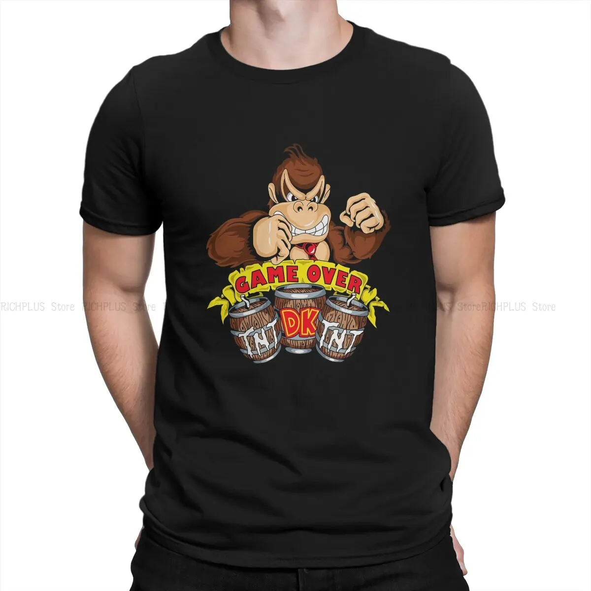 Donkey Kong Game Newest TShirt for Men DK Round Collar Polyester T Shirt Personalize Gift Clothes Streetwear