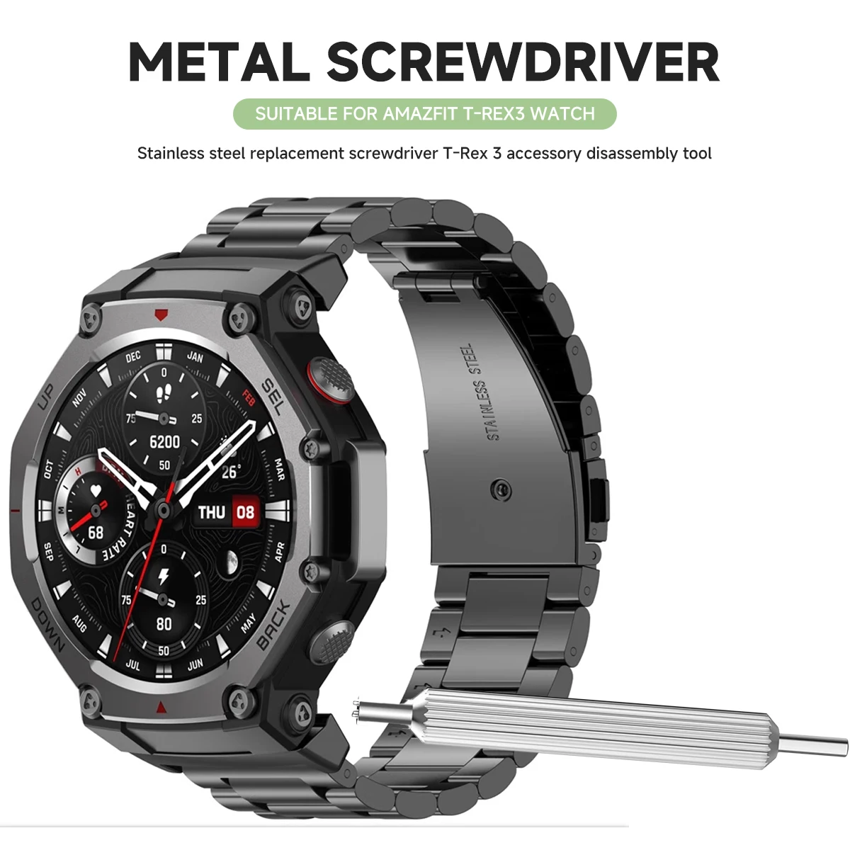 1 Set for Amazfit T Rex 3 Watch Connector Tool Metal Adapter Screwdrivers Smartwatch with Remove Screwdriver 22mm Accessories ﻿ image 3