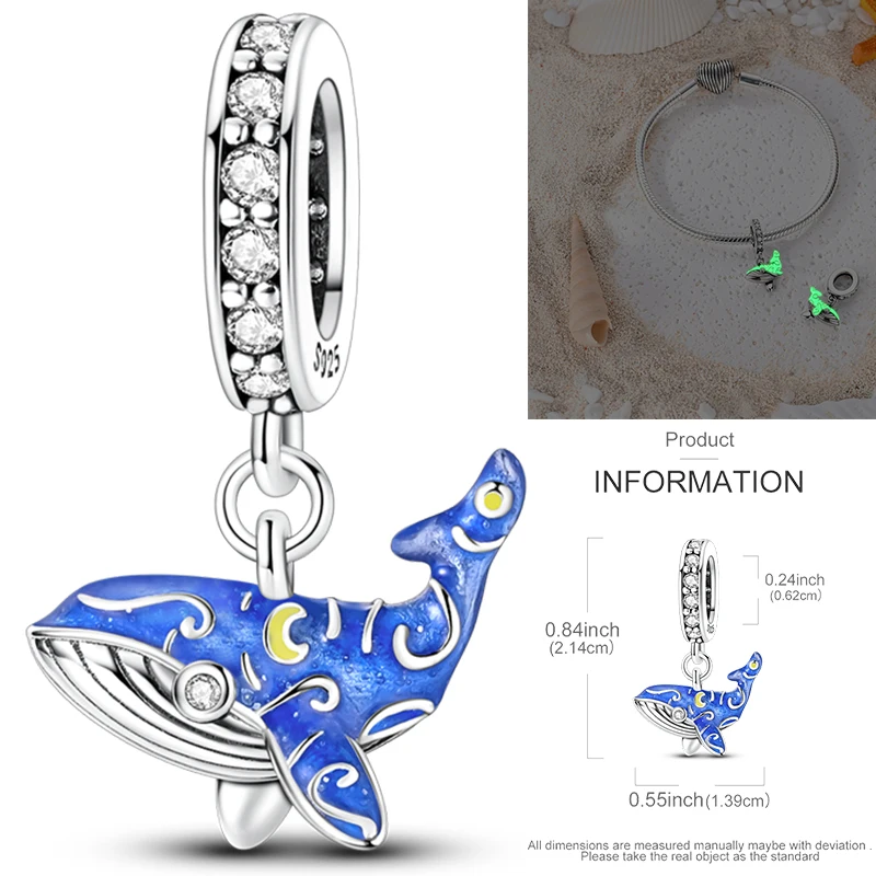 925 Sterling Silber Ozean-Tier-Charm-Perlen Wal Delfin Oktopus Meeresschildkröte Seepferdchen Krabbe Hummer DIY Armband Halskette Geschenk – Detail 36