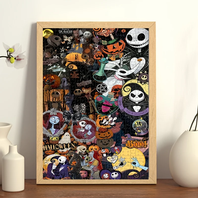 1000피스 퍼즐 DIY 선물 크리스마스의 악몽 잭과 샐리 해골 제로 문 할로윈 선물 캐주얼 퍼즐 게임 룸 홈