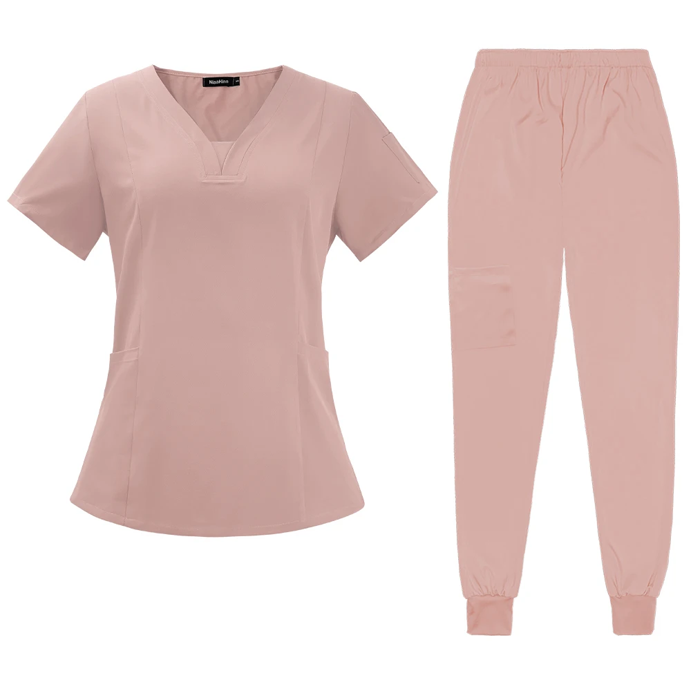 Divise mediche da donna set di scrub elastici camici chirurgici ospedalieri top a maniche corte pantaloni accessori per l'allattamento vestiti per medici