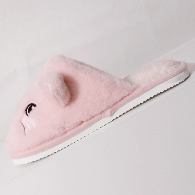 Cartoon Cat Home Slippers for Women Indoor Soft Bottom Flat Heel Cotton Slippers Woman Light Anti Slip Warm Winter Shoes Mujer - view 4
