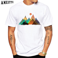 Offroad SUV Car Expedition Mountains Sports T-Shirt Summer Men Short Sleeve Natural Geometry White Casual Tops Hip Hop Boy Tees
