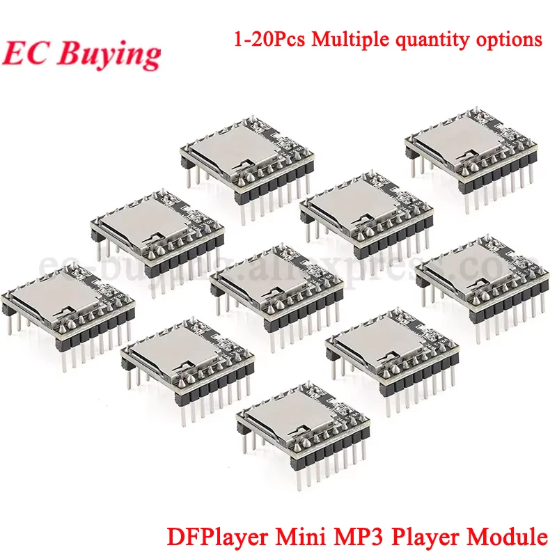 1-20Pcs DFPlayer Mini MP3 Player Module 16P TF Card U Disk MP3 DF Player Audio Voice Module Board IO/Serial Port/AD For Arduino