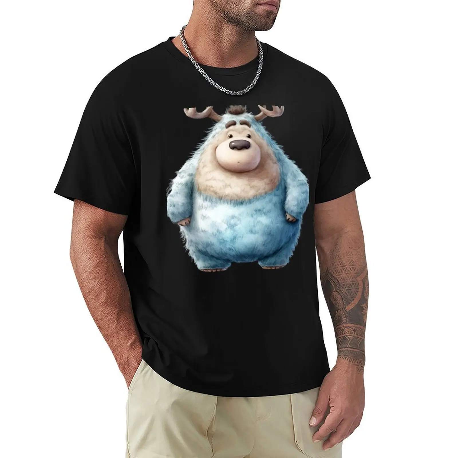 Chubby Reindeer During Christmas. Number 2 T-Shirt Large Size Loose Casual Tee