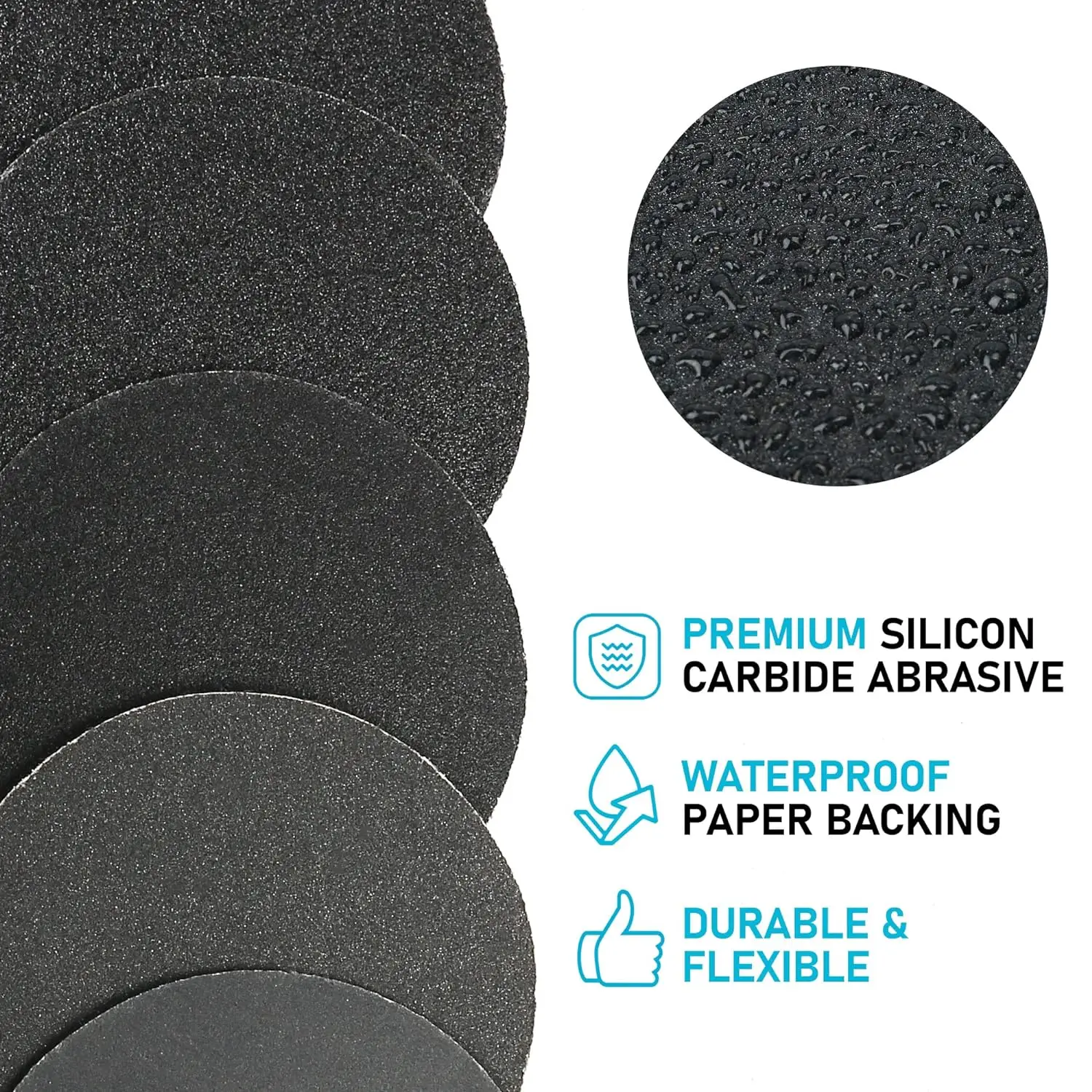 3 Inch Wet Dry Sanding Paper Kit 63 Pcs 60 - 7000 Assorted Grit with 1/4” Backing and Interface Pad for Automotive Wood Polish