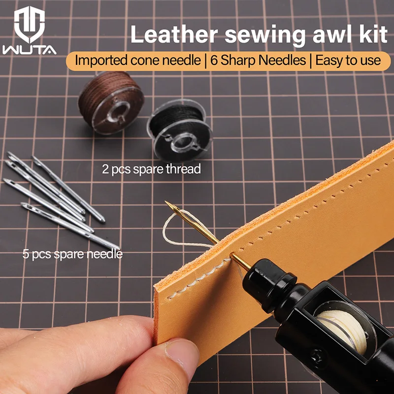 

WUTA Leather Sewing Machine Stitching Awl Thread Kit Hand Speedy Stitcher DIY Craft Working Tools Set Shoemaker Canvas Repair