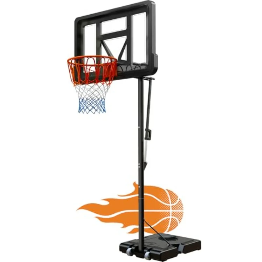 

Adjustable Basketball Hoop for Outdoor Backyard or Garage Use, Polycarbonate Backboard, Black, 7.7-10ft Height Range with Large