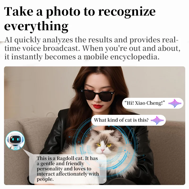 XIAOMIAO Gafas inteligentes Cámara 4K WiFi Bluetooth Gafas de grabación manos libres para ciclismo Correr Vlog con auriculares abiertos