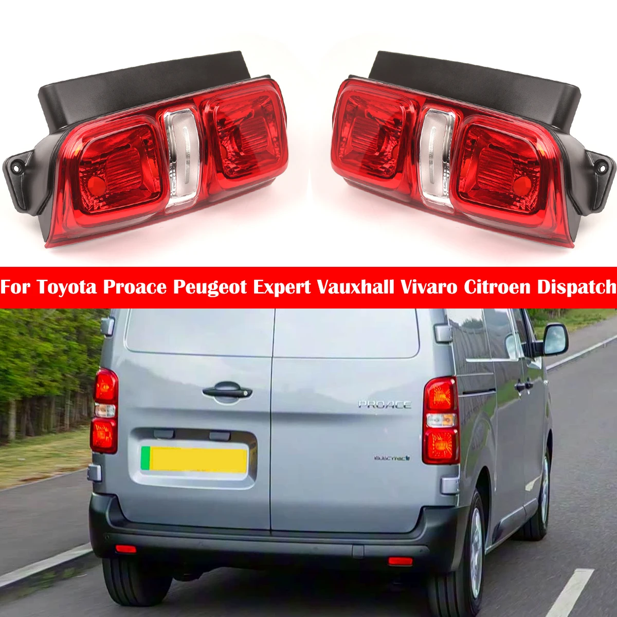 Red Car Rear LED Tail Light Brake Lamp Assembly NO Bulbs 9808243180 9808243080 9808243182 9808243082 For Toyota Proace 16-2021