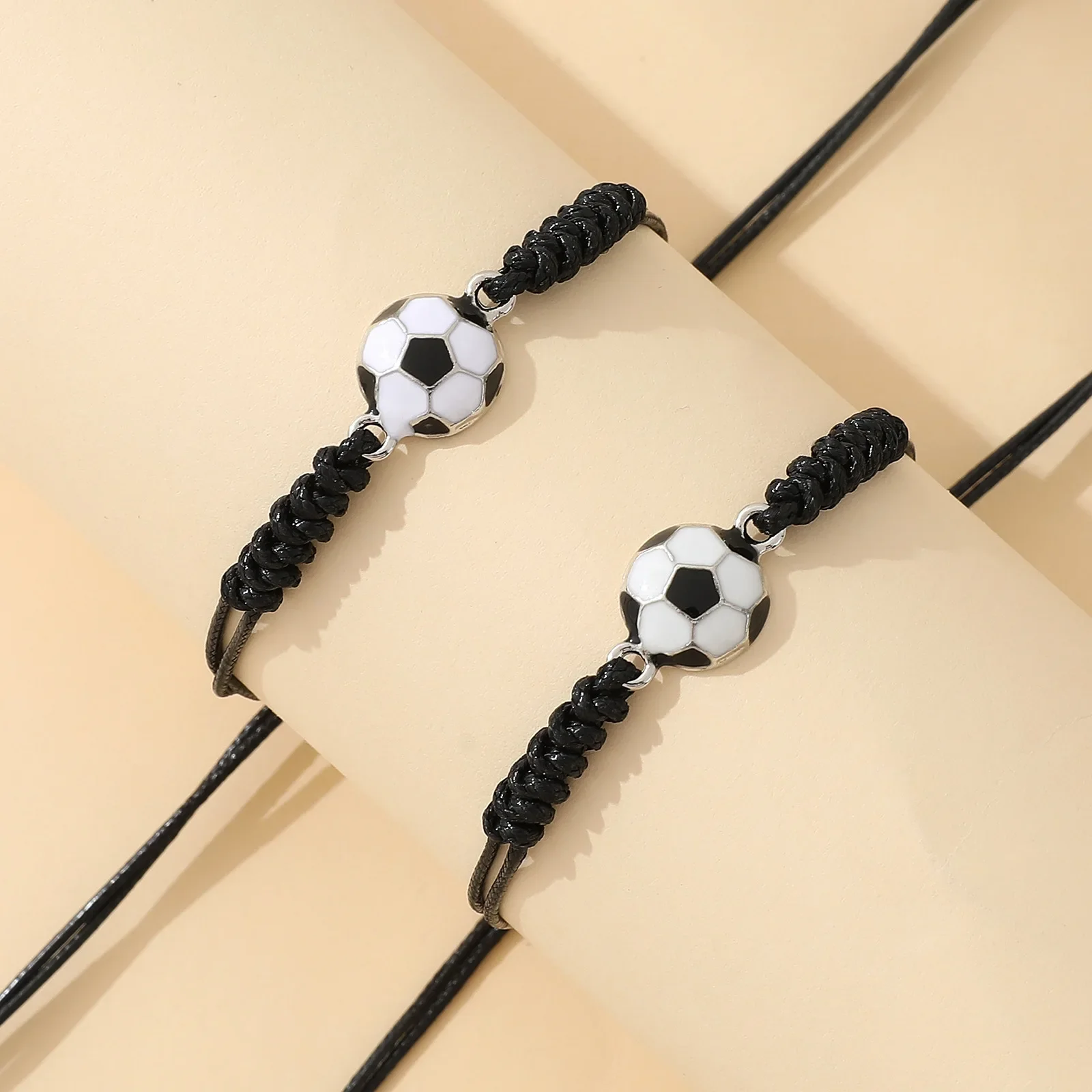 2Pcs Fashion Football Couple Bracelet Set For Women Men Soccer Charm String Rope Chain Warp Bracelet Sports Friendship Jewelry