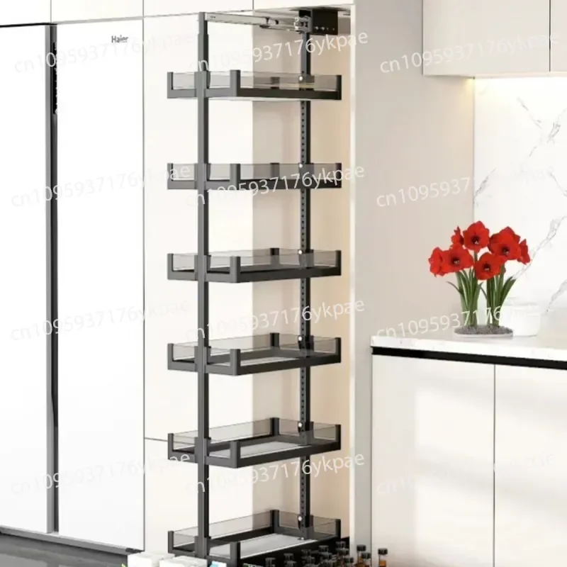 High Cabinet Big Monster Storage Kitchen Cabinet High Deep Side Pull Basket Extremely Narrow Heaven and Earth Slide Rack 3