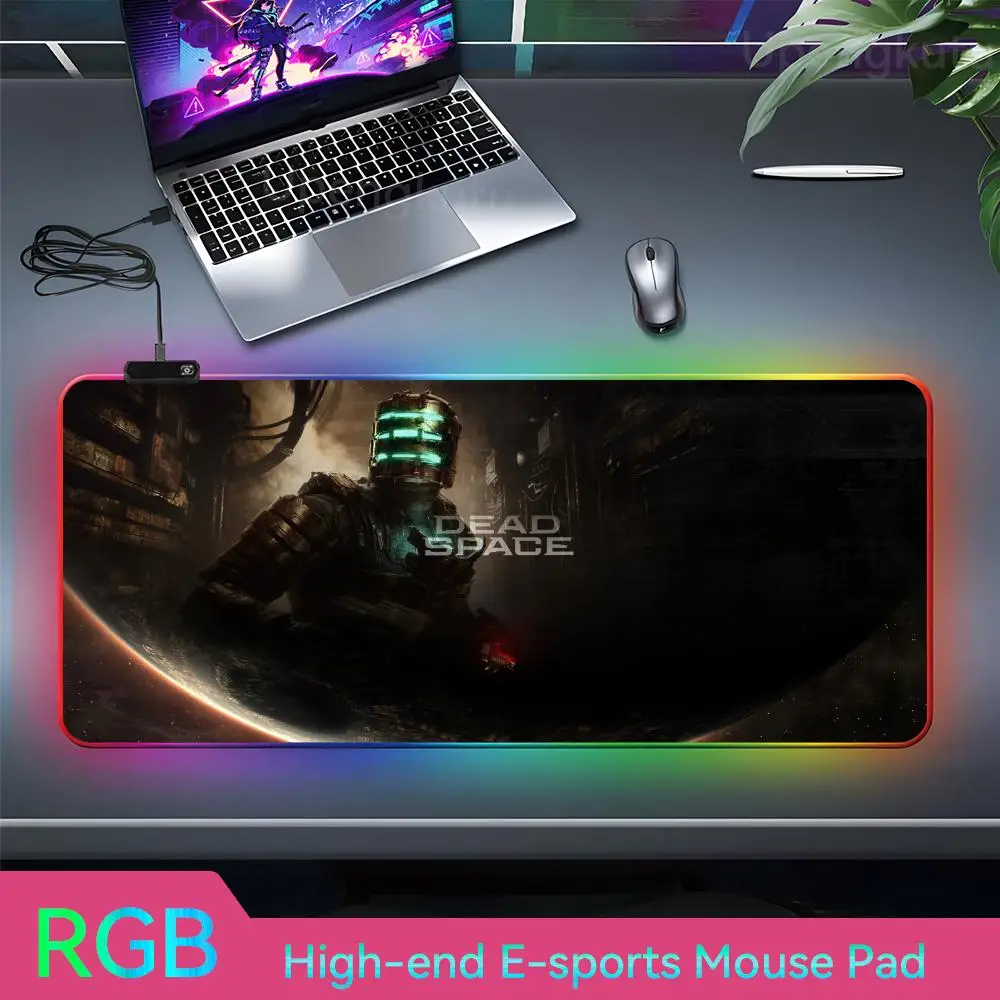 D_dead S_space Mouse Pad RGB Extended Pad Rubber Anime Playmat Mouse Pad LED Lamp Anime HD Desk Mat