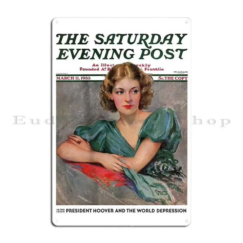 The Saturday Evening Post 1933 Marland Stone Metal Sign Club Bar Wall Plaque PaintingCustomize Vintage Tin Sign Poster