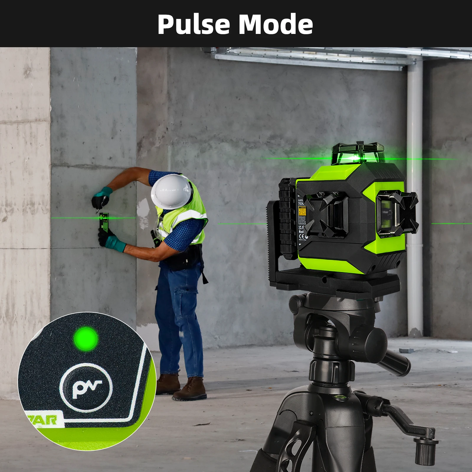 Huepar 12 Lines Laser Level 360 Self-Leveling Laser Level Green Beam with Power-Saving Outdoor Pulse Mode