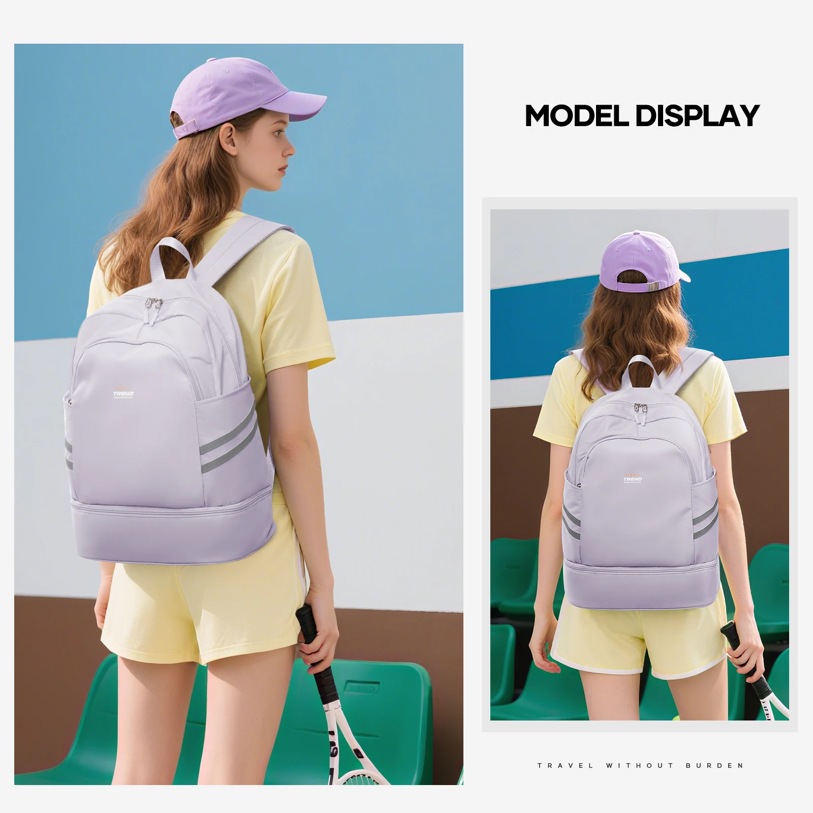 Women Beach Bag, Sports and Fitness Bag, Backpack Gym Bag with Shoes Compartment Swim Dry wet Water-Resistant Bag for Women Men view 6