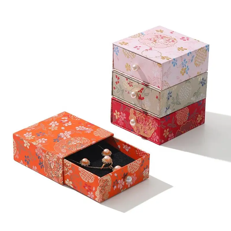 50pcs New Retro Elegant Pearl Buckle Drawer Ring Necklace Earrings Bouquet Jewelry Packing Box Suitable for Mother's Day