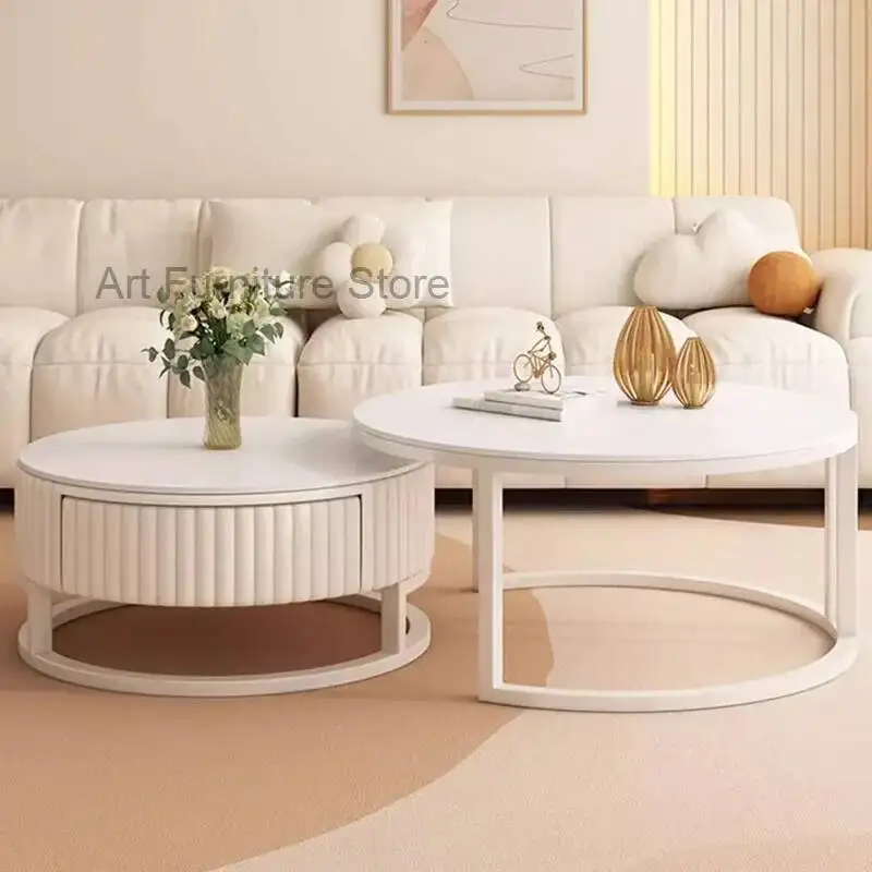 

Tables Room Storage White Living Design Coffee Round Luxury Coffee Tables Modern Minimalist Stoliki Kawowe Home Furniture