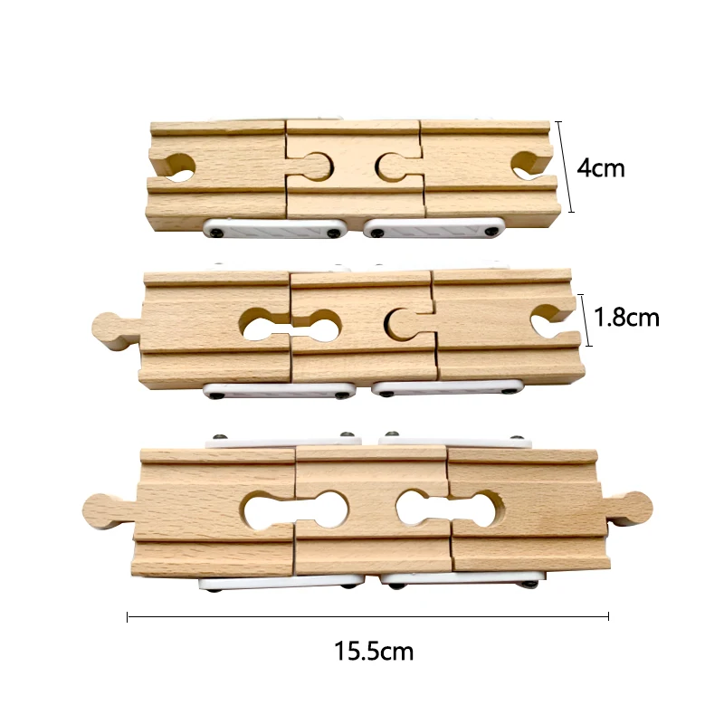 P93 Double Sided Track Multi-function Straight Rail Adapter Converter Wood Track Accessories Compatible Wooden Train Track