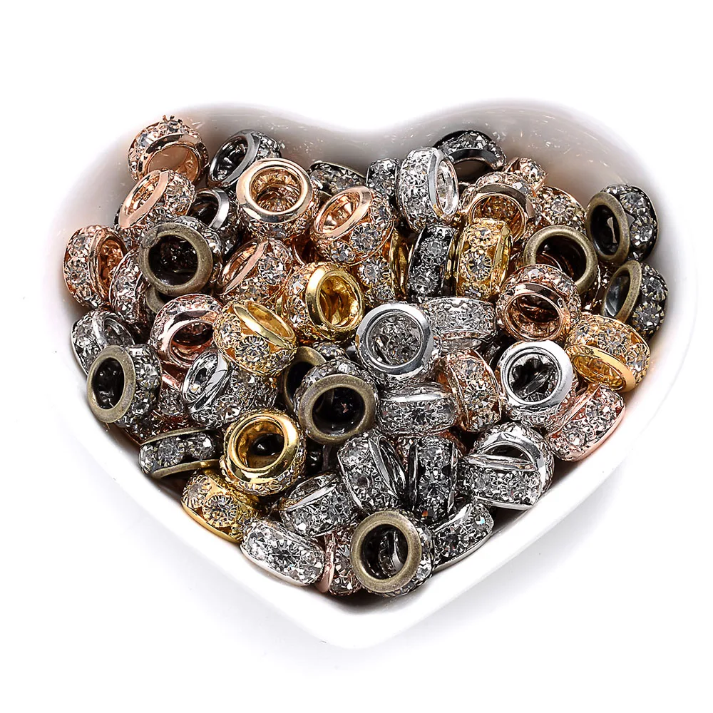 10pcs/Lot 10/12mm Round Circle Spacer Beads Loose Crystal Big Hole Beads For Making Bracelet Necklace DIY Accessories