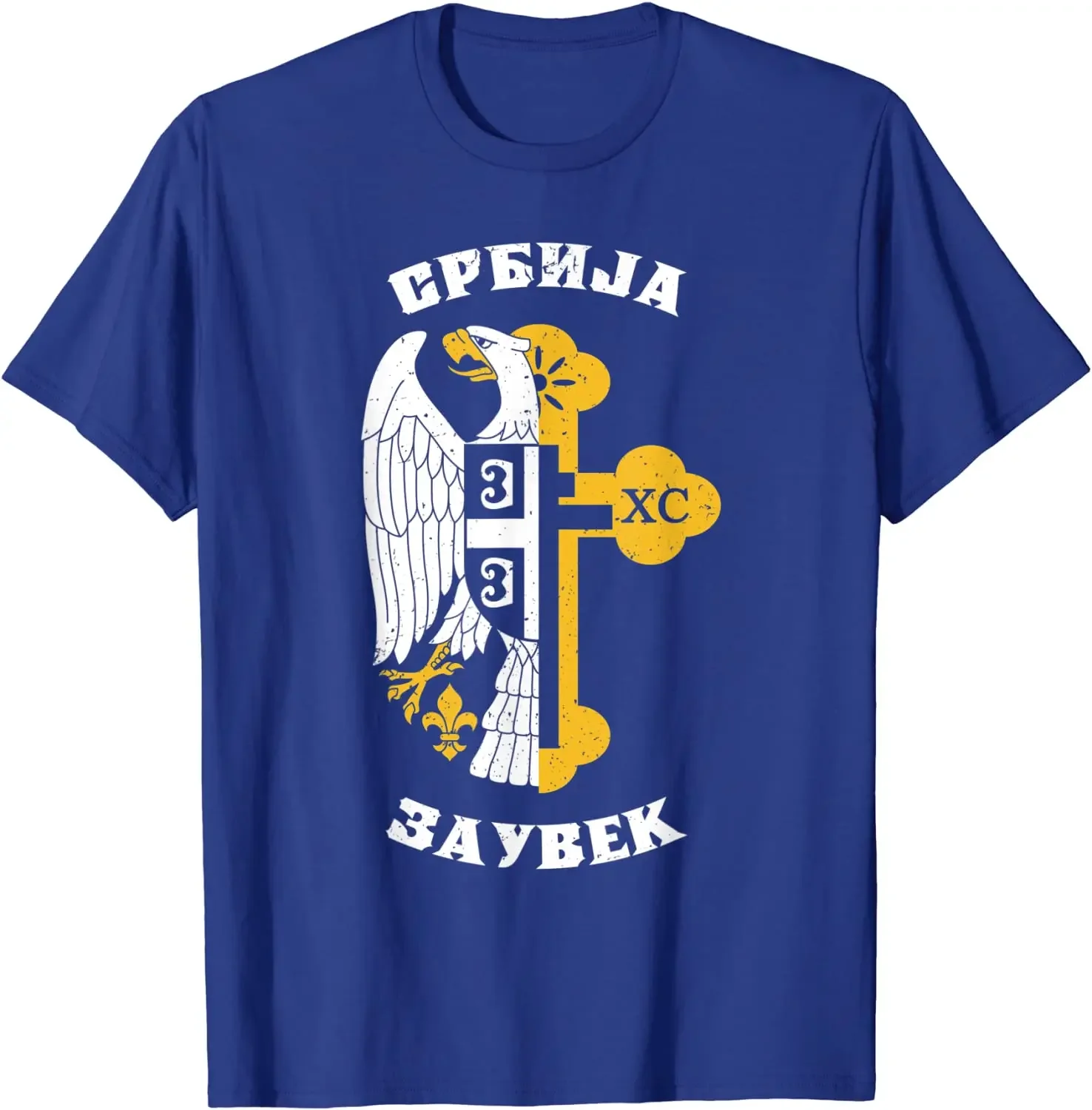 Serbian Flag Eagle Orthodox Cross Gift T-Shirt 100% Cotton O-Neck Summer Short Sleeve Casual Mens T-shirt Size S-3XL