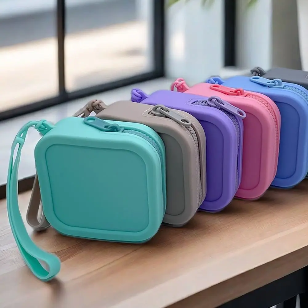 Mini Silicone Organizer Wallet Coin Purse Waterproof Zipper Earphone Bag Cosmetic Bag Students