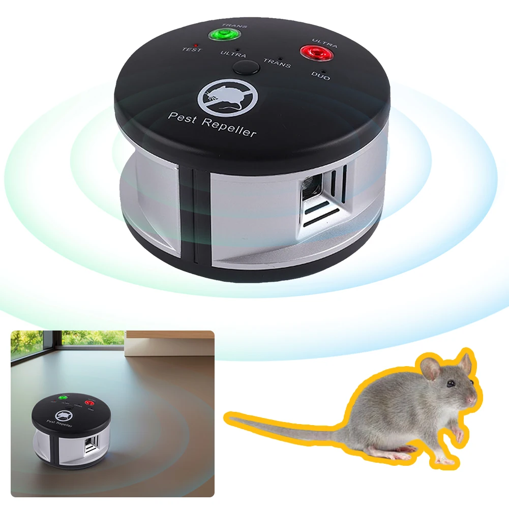 Répulsif antiparasitaire ultrasonique pour rongeurs à 360 degrés, dissuasion de souris enfichable, efficace lutte antiparasitaire intérieure, 4 Modes pour l'élimination des bateaux domestiques