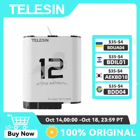TELESIN For GoPro Hero 12 11 10 9 Endurence Battery 3 Slots TF Card Battery Charger Box 1750 mAh Battery Storage Charger Case