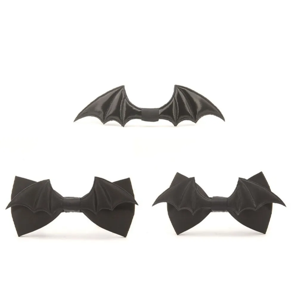 Classic PU Leather Halloween Cravat Adjustable Black Bat Bow Tie Creative Soft Men Necktie Shirt
