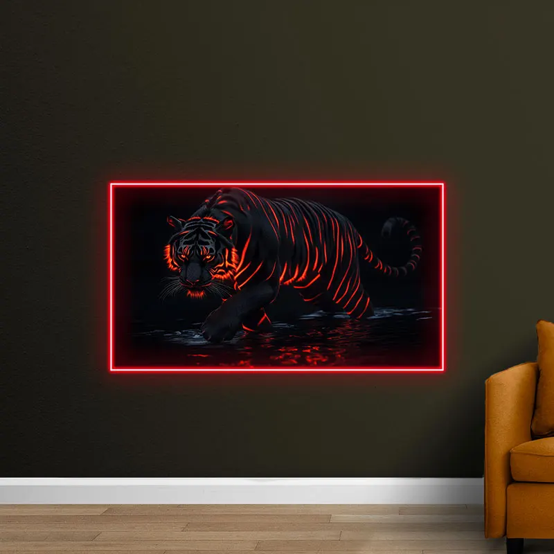 Fierce Tiger Neon LED Light, Striking Jungle Predator Wall Art for Home Decor, Bold and Luminous Design, Perfect for Living Room