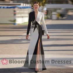 Customized Crepe Wedding Guest Evening Dresses Long Sleeves Mermaid Beaded Wedding Plus Size Bride Mother Dress For Prom Party