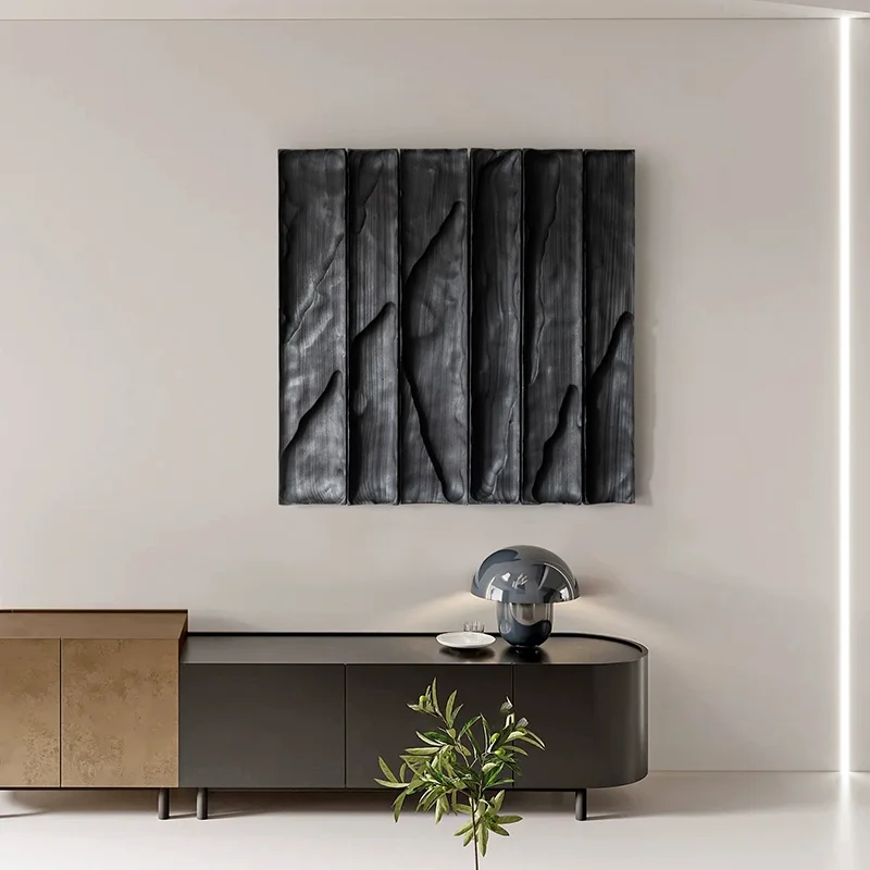 

！@3D Wall-Hanging Wooden Sculpture Textured Framed Black Wall Decor for Home Office Hotel Gift